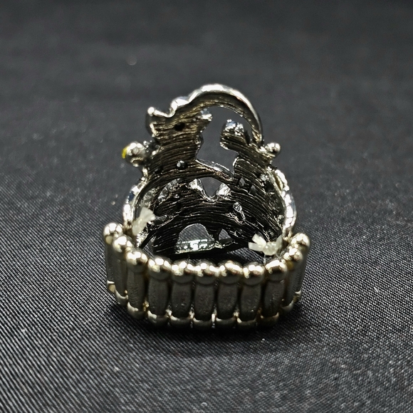 🌼'Bouquet Toss' Yellow Silver Floral Stretch Ring - Paparazzi🌼 - Picture 4 of 9